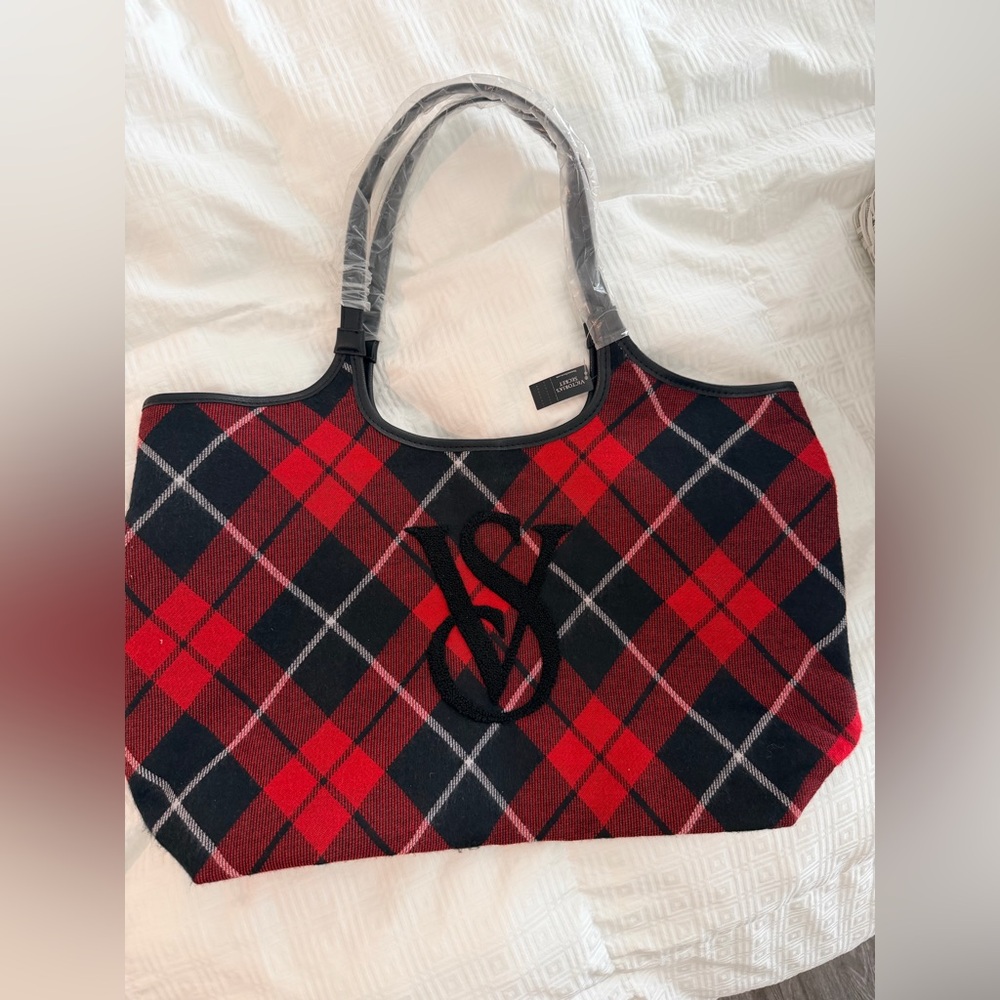 Victoria's Secret Red & Black Plaid Tote